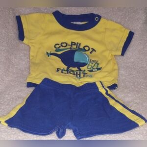 Baby Gear Yellow and Blue Co-Pilot Flight Baby Outfit Size 3-6M Set